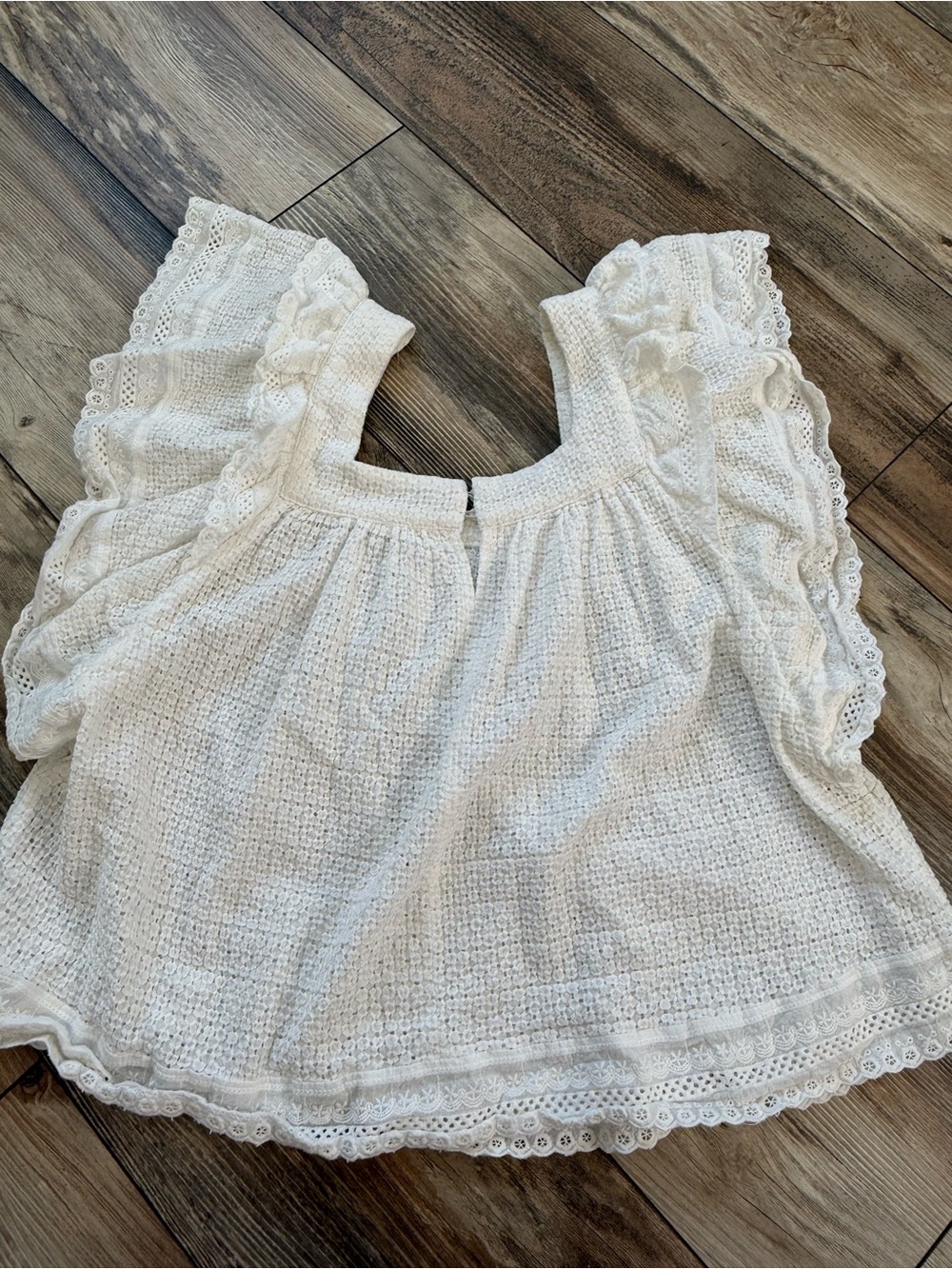 English Factory White Eyelet Ruffle Square-Neck Blouse - Picture 6 of 6
